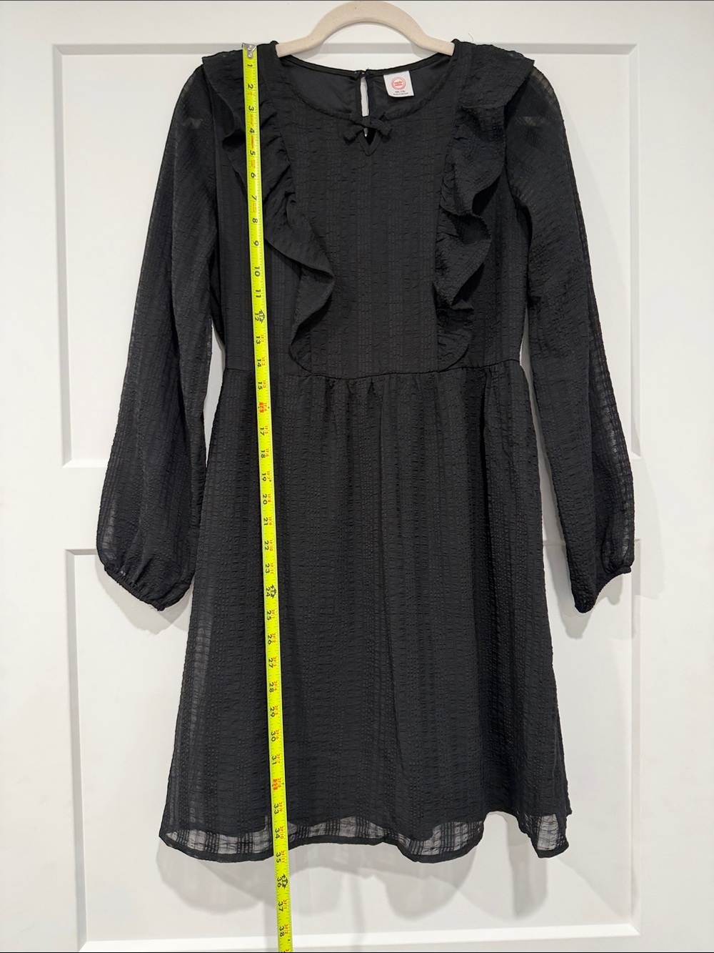 wonder nation Black Ruffle Detail Long-Sleeve Dress